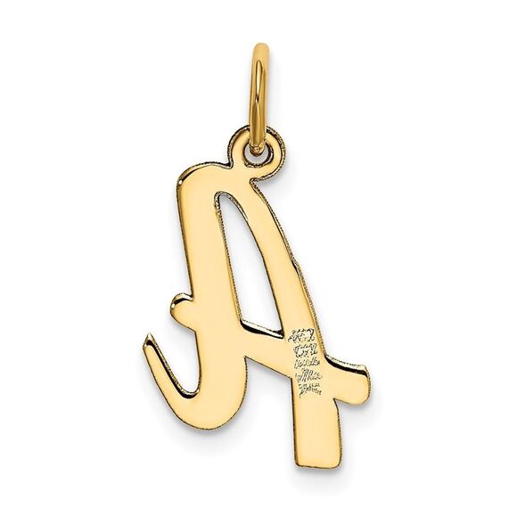 14k Yellow Gold, Madison Collection, Medium Script Initial A Pendant - Picture 3 of 5